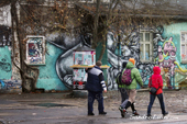 <b>BRL1029</b><br>Europe; Germany; Berlin; Graffiti; Street art; Revaler str 99; Revaler Straße; Friedrichshain; Factory; People; Walk; Street