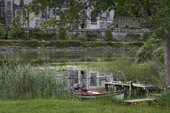 <b>IRL1007</b><br>Ireland, Connemara, Galway, Benedictine monastery, 1920, monastery, Kylemore Abbey, Mitchell Henry, Lake, Boat, Wood boat, Countryside, Rural area, Rural