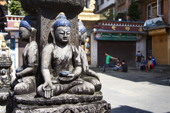 <b>NPL1019</b><br>Nepal; Kathmandu; Buddhist; Temple; Stupa; Kaathe Swyambhu Shee: Gha: Chaitya; Square; Statue; Sculpture; Art; People; Boys; Friends; Play