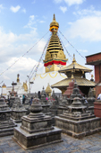 <b>NPL1045</b><br>Nepal; Kathmandu; Swayambhunath; Buddhism; Stupa; Buddha Eye; Small Stupas; People; Tourist; Steeple; UNESCO