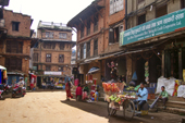 <b>NPL1075</b><br>Nepal; Kathmandu; Bhaktapur; Street; People; Bazaar; Shop; Seller; Building; House; Bicycle; Village