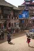 <b>NPL1076</b><br>Nepal; Kathmandu; Bhaktapur; Street; People; Motorbike; Building; House; Walk; Village