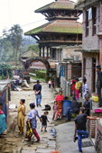 <b>NPL1131</b><br>Nepal; Kathmandu Valley; Panauti; Temple; Hinduism; People; Family; Street; Crowd; Relax; Building; House; Village