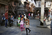 <b>NPL1137</b><br>Nepal; Kathmandu; Street; People; UNESCO; Patan; Durbar; Lalitpur; Girl; Walk; Play; Game; Friend