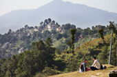 <b>NPL1151</b><br>Nepal; Kathmandu; Kopan; Monastery; Buddhism; Nature; Valley; Couple; People; Landscape
