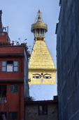 <b>NPL1158</b><br>Nepal; Kathmandu; Boudhanath Stupa; Stupa; Buddhism; Buddha Eyes; UNESCO; Steeple; Gold; Street