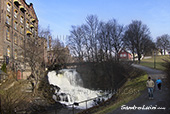 <b>OSL1005</b><br>Norvège, Oslo, Winter, River, Akerselva, Grünerløkka, Factory, Walk, Relax, Waterfall, Trees, Nature,