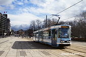 <b>OSL1019</b><br>Norway, Oslo, Winter, Radhusplassen, Tram, Public transport, Square, Sun, Square, Open space, Public, Railway