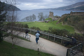 <b>SCT1006</b><br>Scotland, Highlands, Urquhart, Castle, Loch Ness, Loch, People, Running, Jumping, Garden, Castle, Ruin, Stone