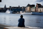 <b>STK1026</b><br>Europe, Scandinavie, Suède, Suédois, Stockholm, Baltic, Sea, Ships, Ship, Harbour, Sitting, Relax, Panorama, Person, Lonely